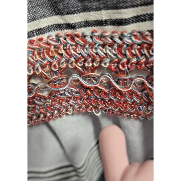 ZARA Boho Smocked Embroidered Midi Dress M Tassel Trim Multicolor Stripe Resort - Picture 9 of 16